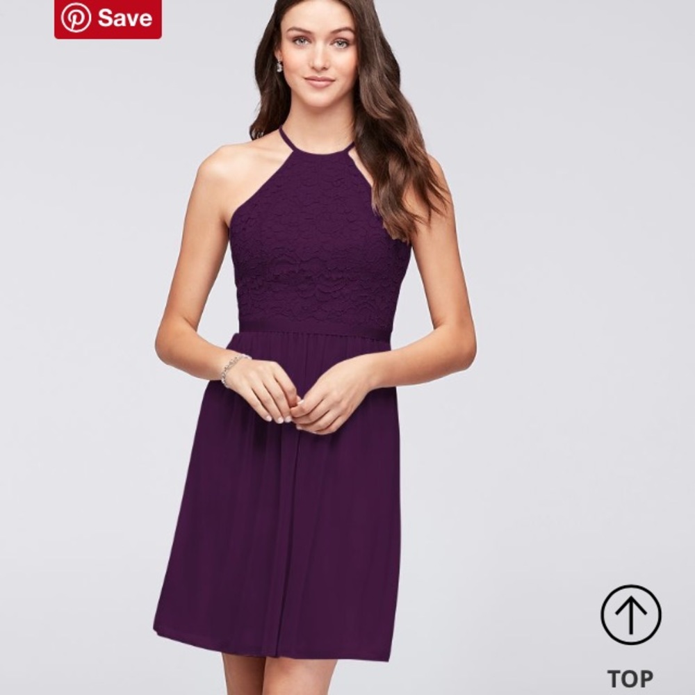 David’s Bridal Open-back dress in Plum